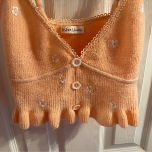 Peach Colored Crop Top with Flowers